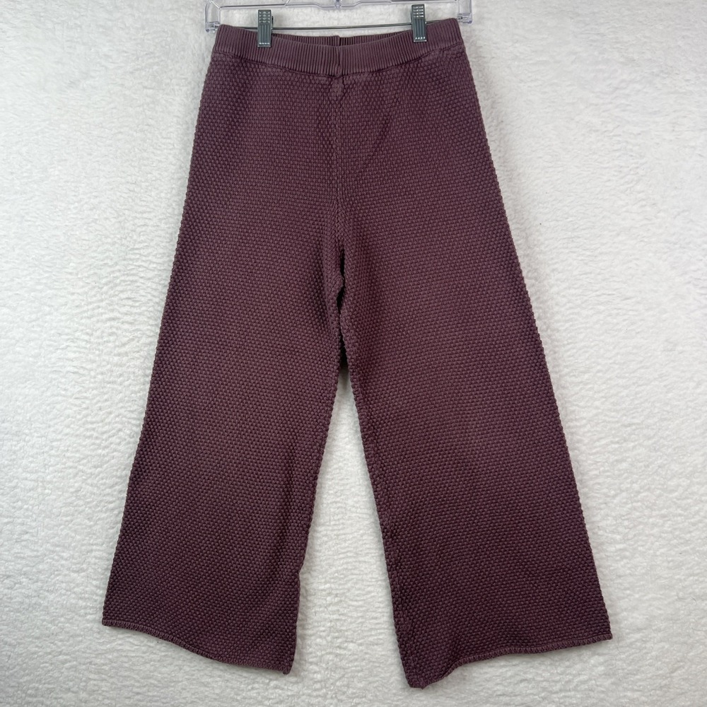 Free People FP Beach Hailee Sweater Pants Size XS Wide Leg Crop Waffle Purple